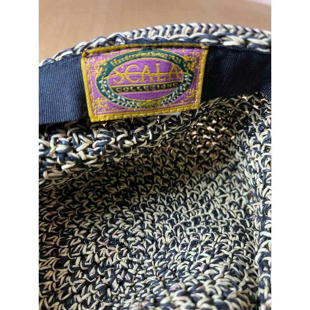 Scala | Hat Front Rimmed with Bow.  Natural Paper & Nylon